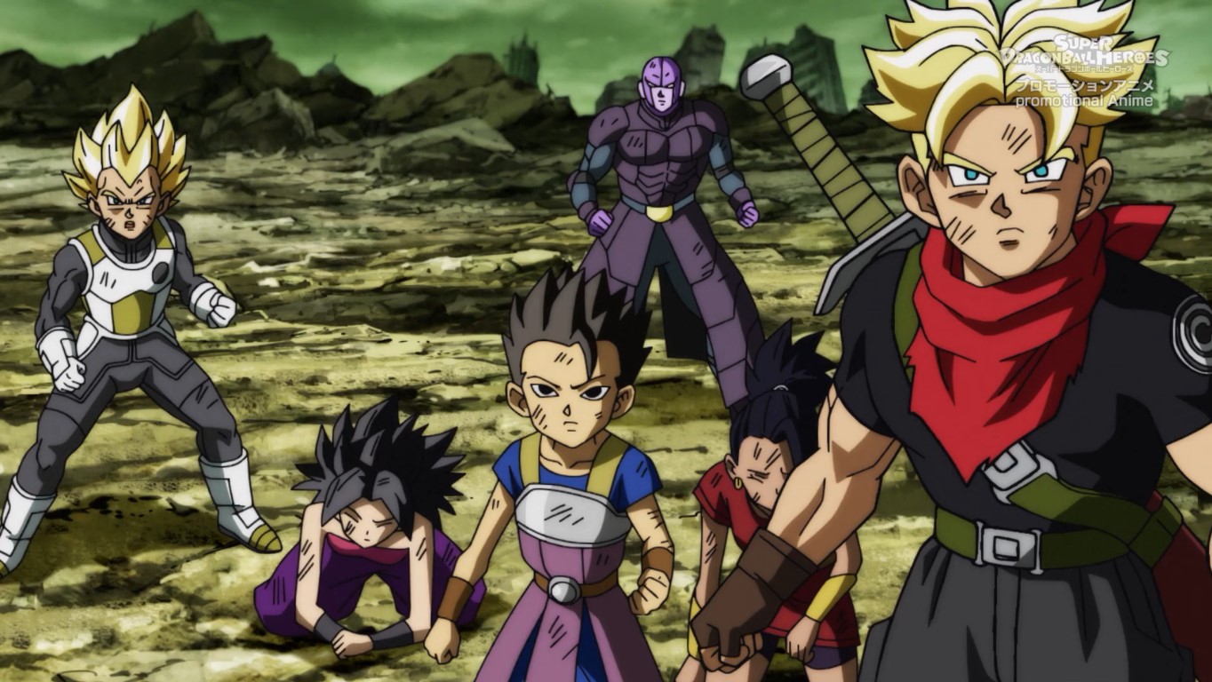 Trunks, Vegeta, Hit, Cabba, Kale, Caulifla