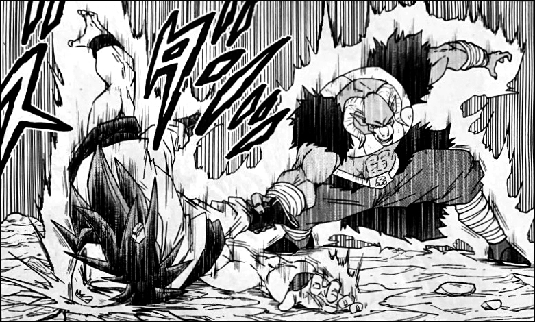 Moro smashes Goku