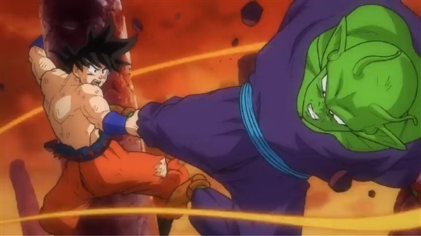 Goku sostiene a Piccolo