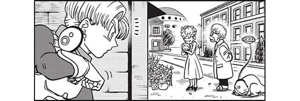 Trunks and his grandparents with Dino