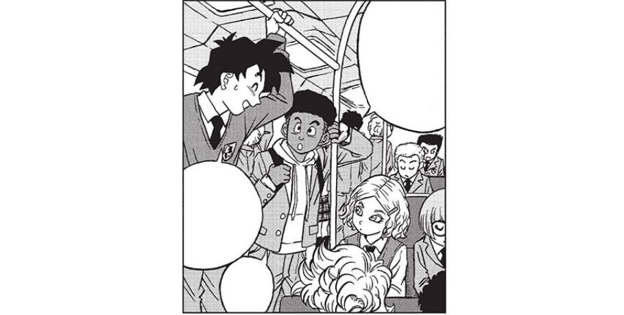 Goten, Chalk y Fila en el autobus