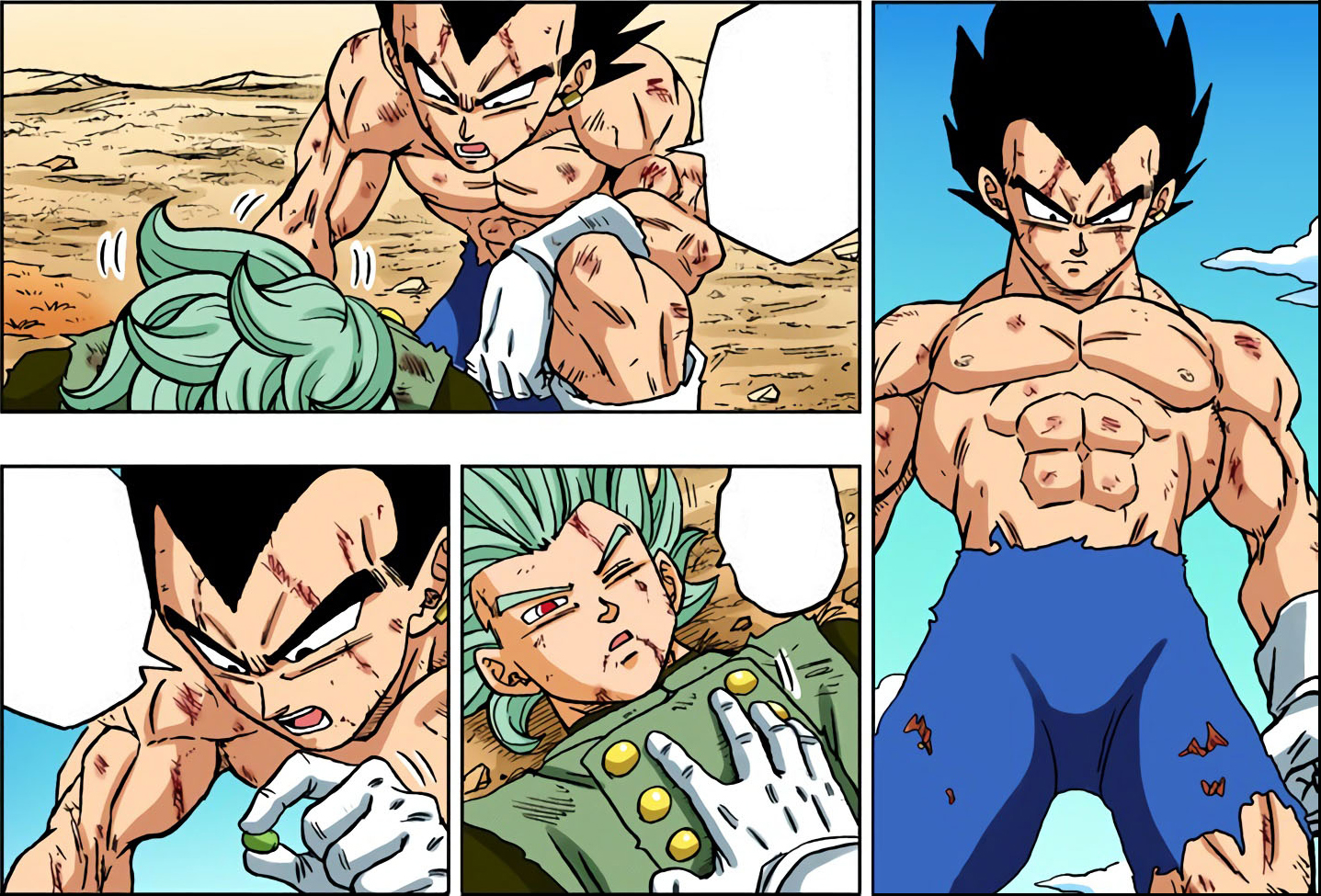Vegeta da una alubia a Granolah